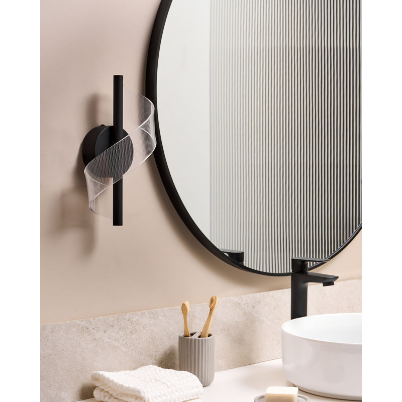 Iron LED Armed Sconce, Matte Black