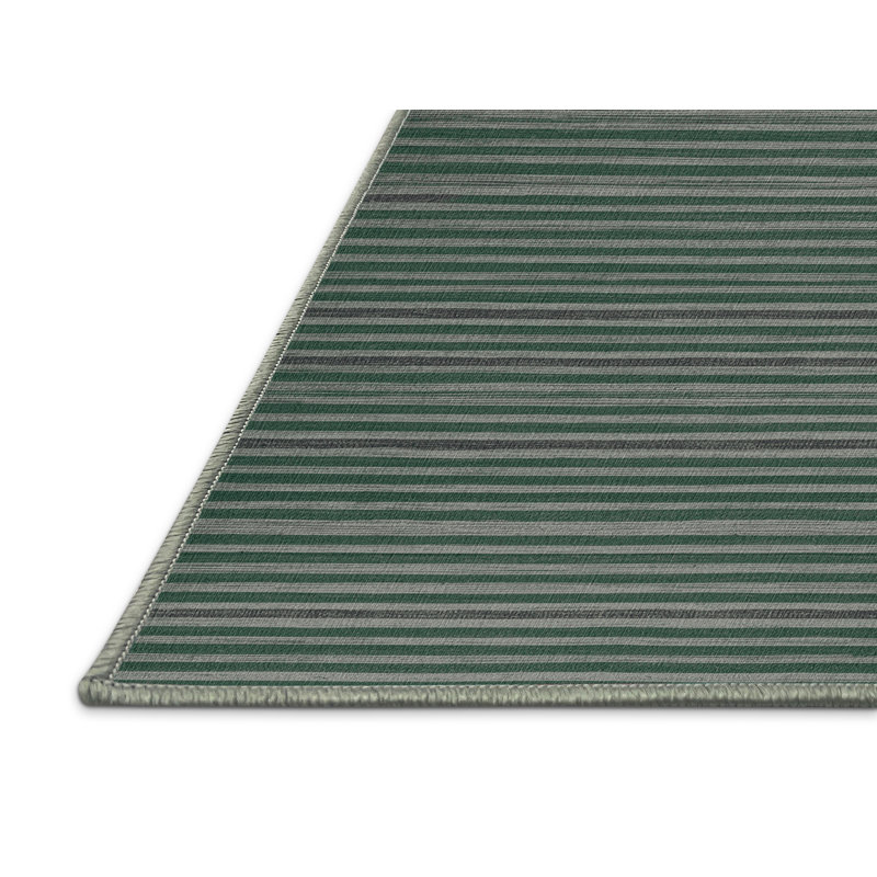 Tapis vert à rayures horizontales lavable à la machine, Tapis de couloir 2 pi x 4 pi