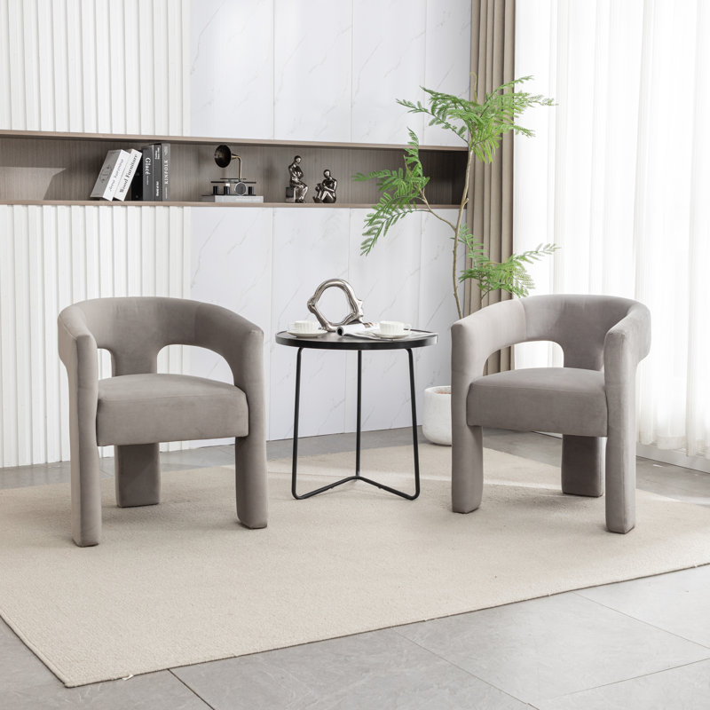 Demita 19.49'' H Tufted Velvet Upholstered Armchair, Gray