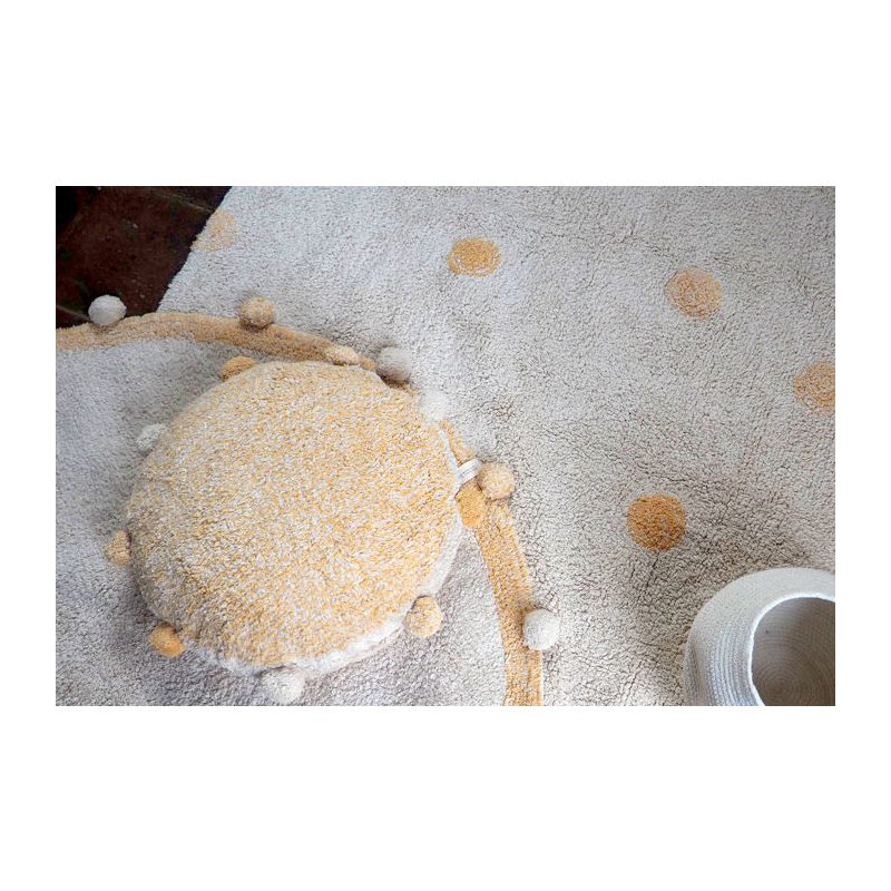 Bubbly Circular Pillow Cover & Insert, Honey