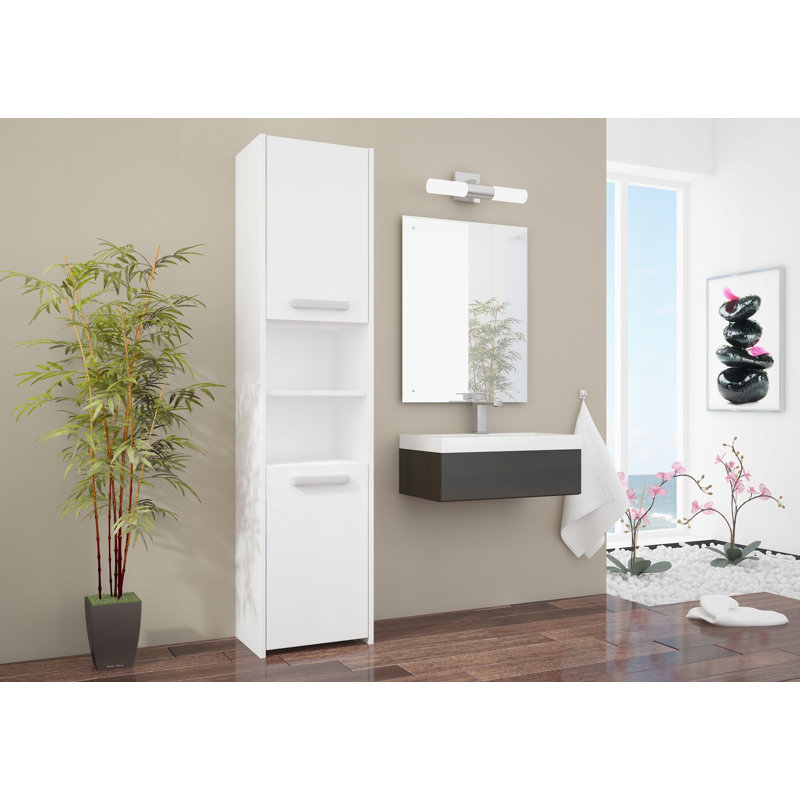 Rhoen Linen Cabinet, Highgloss Sand Grey