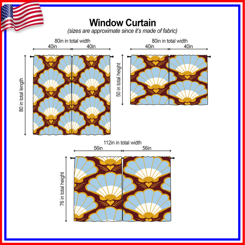 Rideaux de fenêtre coquillages coquillages coquillages transparents - 2 panneaux, 112in x 76in - 2 panels, Sheer