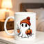 1pc Ceramic Coffee Mug Spooky Ghost Pumpkin Design for Halloween Home Office & Cafe.