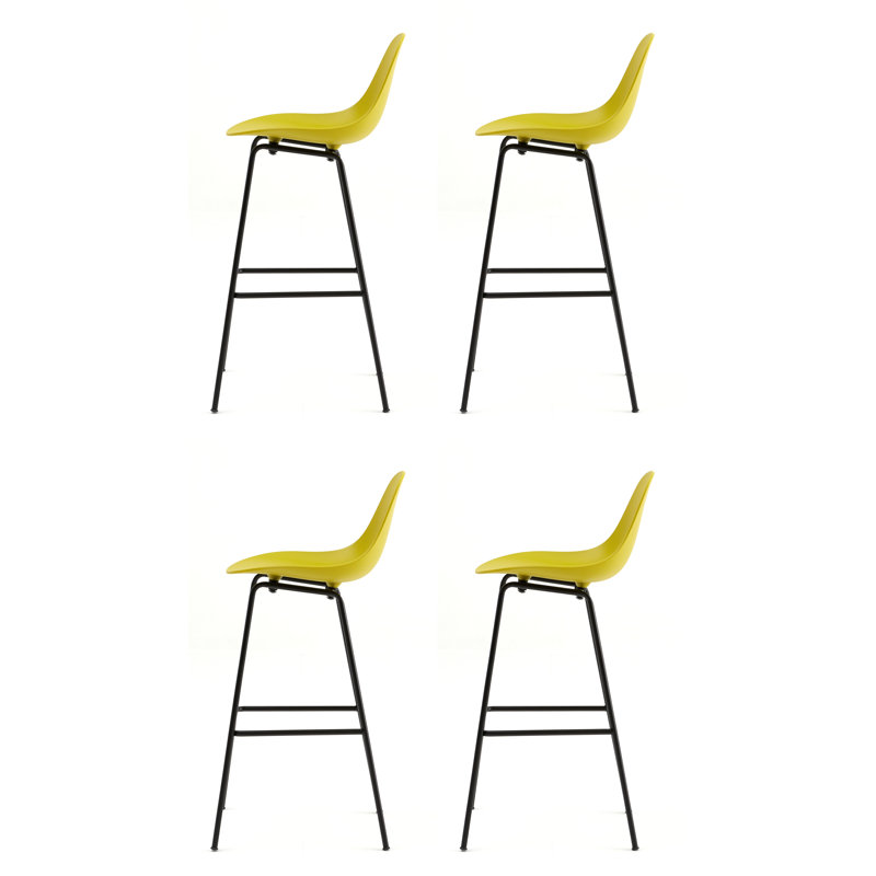 Tabouret de comptoir TA - Noir - Base noire, Tabouret de bar (siège d'une hauteur de 29,5 po), Noir, Moutarde