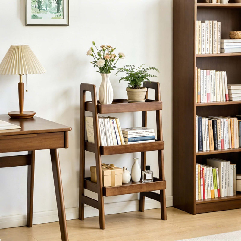 3 Tier Small Ladder Bookshelf, Freestanding Ladder Shelf With Open Storage For Living Room,Study, Home Office