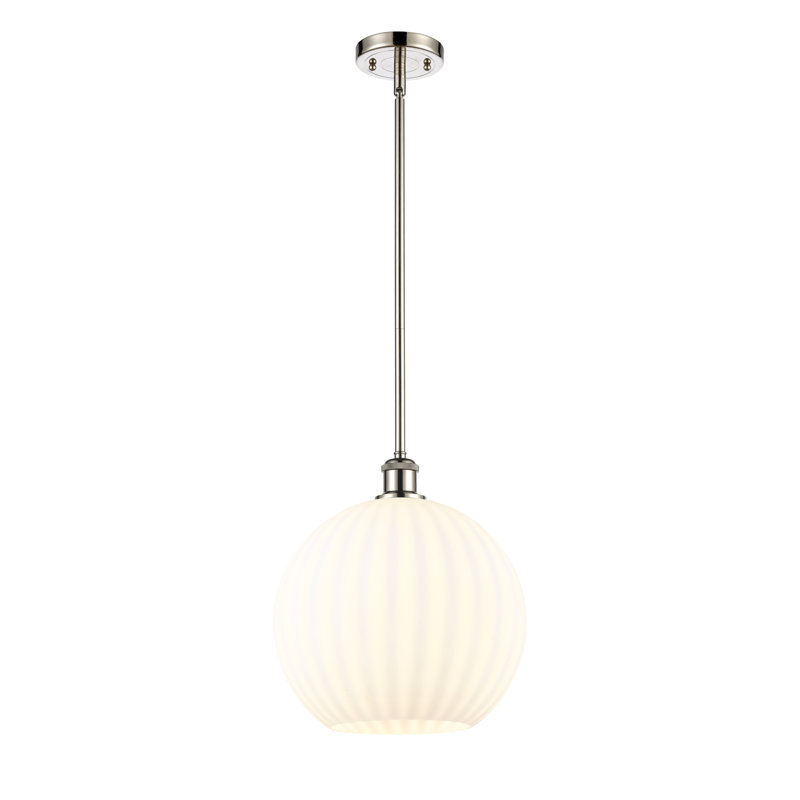 Luminaire suspendu 1 lumière Sabanc, H 13,5 po x l 12 po x P 12 po, Nickel poli
