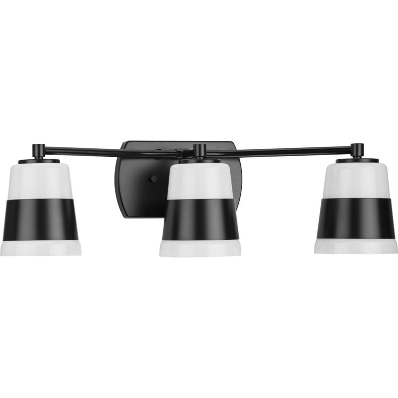 Éclairage pour meuble-lavabo à 3 lumières à intensité variable Markail, Noir mat, Noir mat / blanc