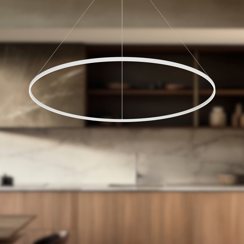 Luminaire suspendu unique à 1 lumière Cerchio, Blanc, H 1,375 po x l 70,875 po x P 70,875 po