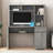 Wooden Computer Desk With Bookshelf, Cabinet, Drawer And 3 AC Outlets And 2 USB Charging Ports-1088198053