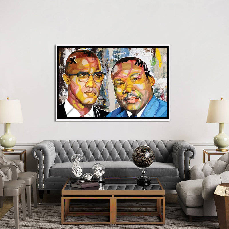 Malcolm X Martin - impression d'art graphique, Pas de tapis, H 40 po x l 60 po x 1,5 po, Toile blanche encadrée