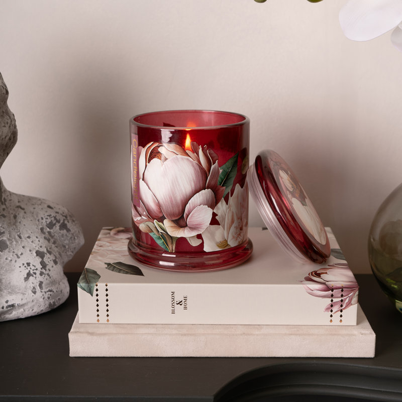 Plant / Floral Jar Candle with Glass Holder