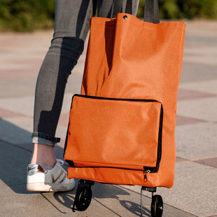 Small Collapsible Shopping Cart, 2 In 1 Foldable Shoppings Bag Carts With Wheels, Portable Compact Waterproof Trolley