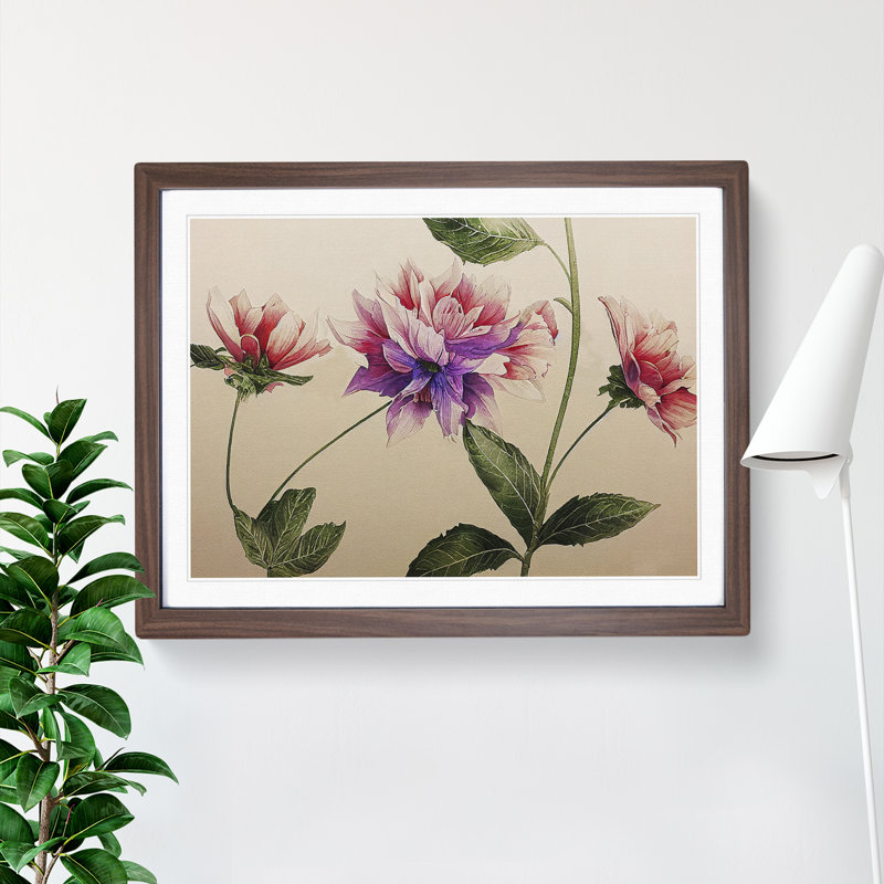 XH1022-9838X Flowers - Single Picture Frame Print, 34cm H x 46cm W x 2cm D, Walnut Framed