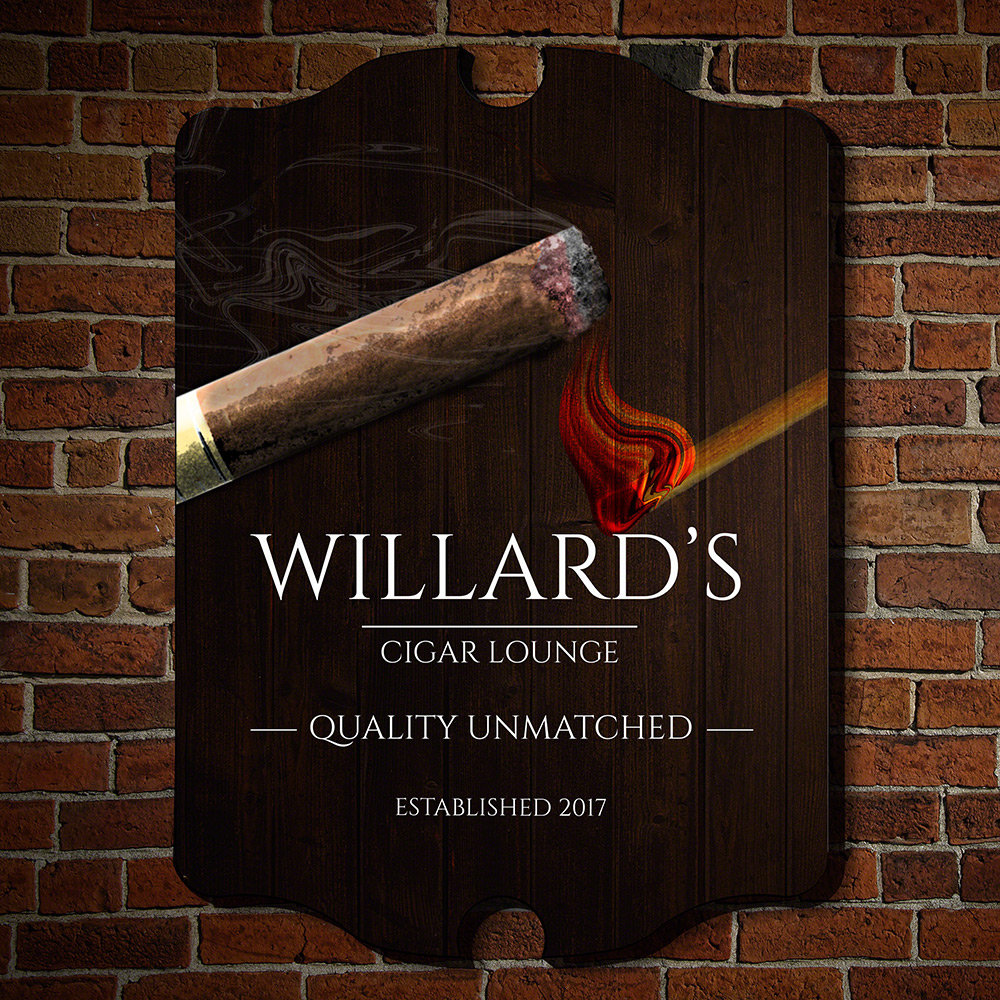 Unmatched Personalized Wood Cigar Sign Wall Décor Home Wet Bar 