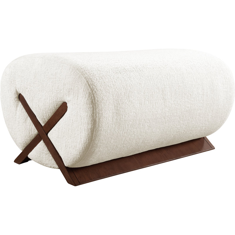 Repose-pieds Akira, Tissu de polyester crème, Brun noyer