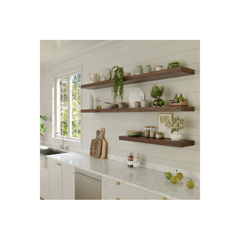 MAYBOSS 12 Inch Deep Floating Shelf, 40 x12 Inch Large Wall Mounted Shelf for Kitchen, Bathroom, Living Room, Walnut (3 Pack)