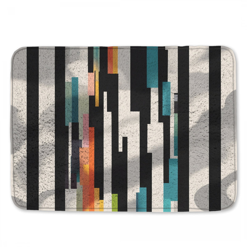 Tapis de bain vertical à rayures multicolores, L 24 po x L 17 po