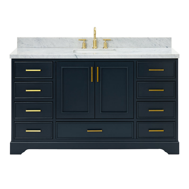 Ensemble de meuble-lavabo simple 61 po Abshire, Bleu minuit