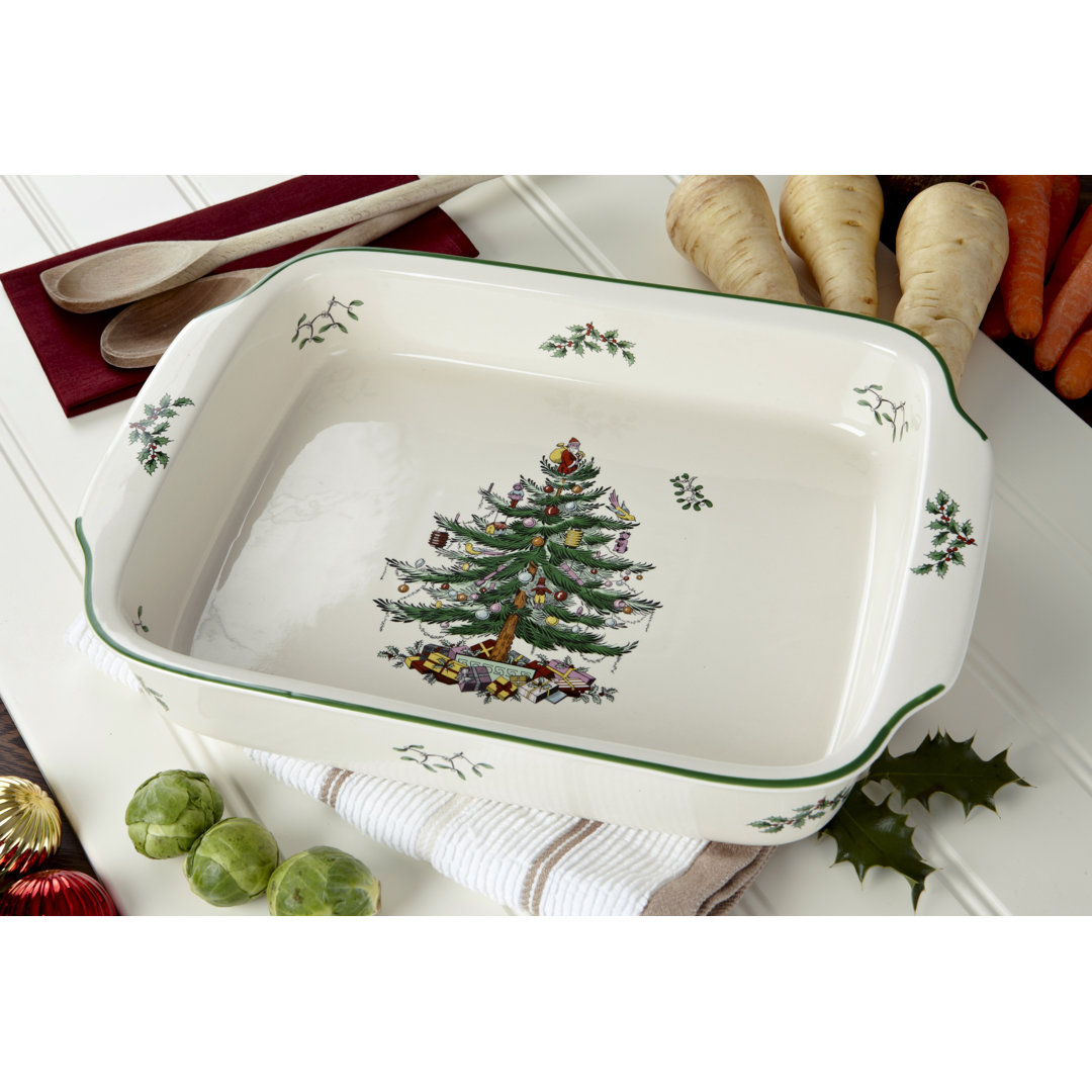 Spode Christmas Tree Rect Hand Dish 15X11" Spode