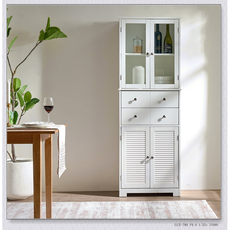  Tall Kitchen Pantry Cabinet With Adjustable Shelves And Drawer,  For Organized Storage In Kitchens And Bathrooms.