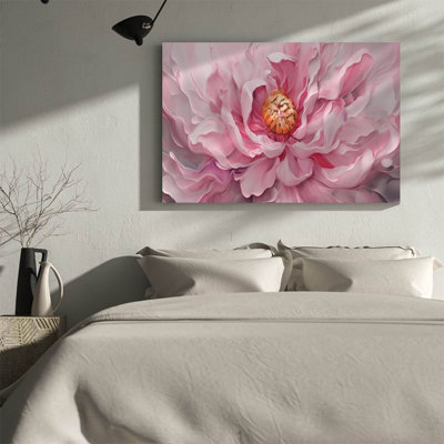 1Pc Framed Canvas Wall Art, Pink Floral Print Canvas Poster Painting Room Wall Decor, Ideal Gift For Bedroom Living Room Hallway Dorm, Ready To Hang,