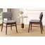 Ensemble de 2 chaises de salle à manger rembourrées Mid-Century avec structure en bois d'hévéa, noyer et gris clair-363362065-363362066