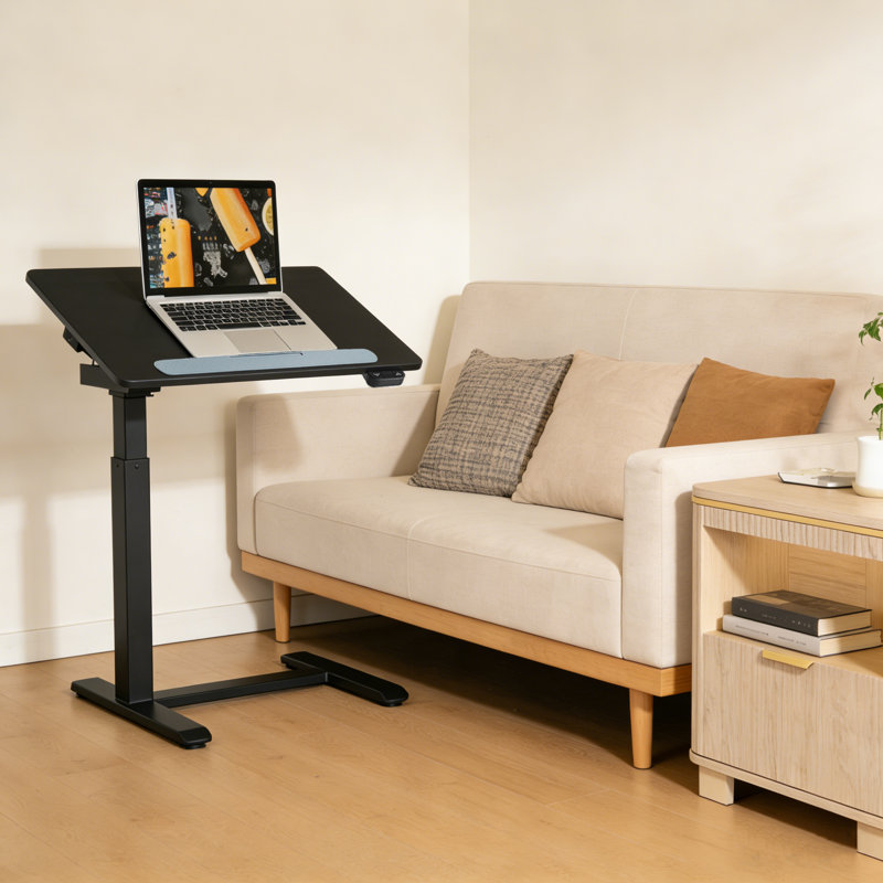 Bureau debout à hauteur réglable en métal Crescio, Noir mat