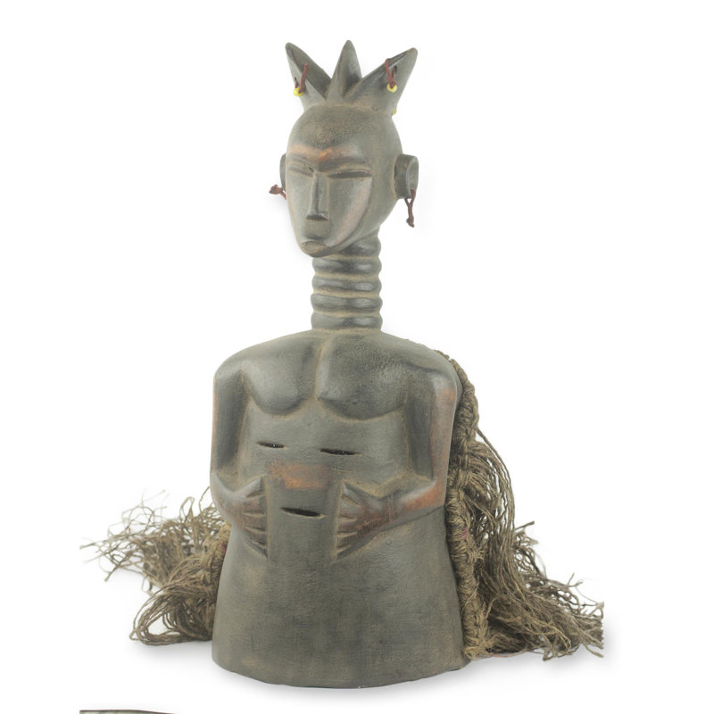 Masque en bois Masculin, guérisseur spirituel, décoration murale