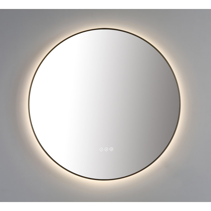 Shell LED Mirror, Gold, Round, 35.43" x 35.43"