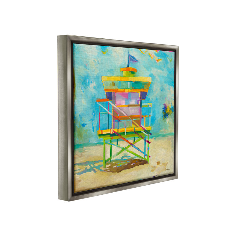 «Modern Lifeguard Hut Floater Frame» par Liz Jardine sur toile, Gris, H 18 po x l 18 po