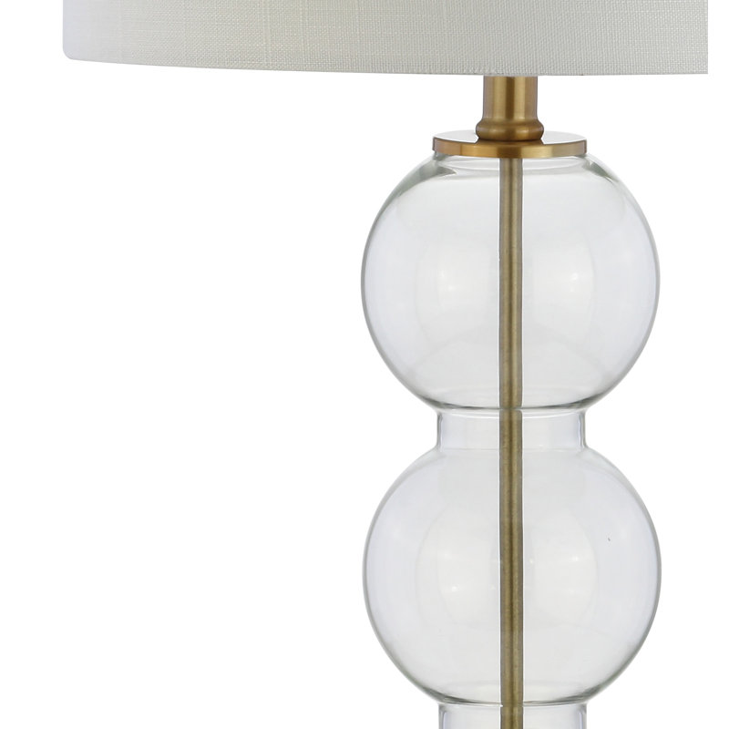 Leaver Glass Table Lamp, Clear/Brass