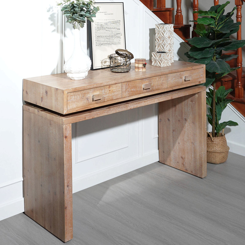 Console rustique en bois avec 3 tiroirs, table d'entrée 47 po avec tiroirs, console en bois pour entrée, couloir, vestibule, couloir, bureau