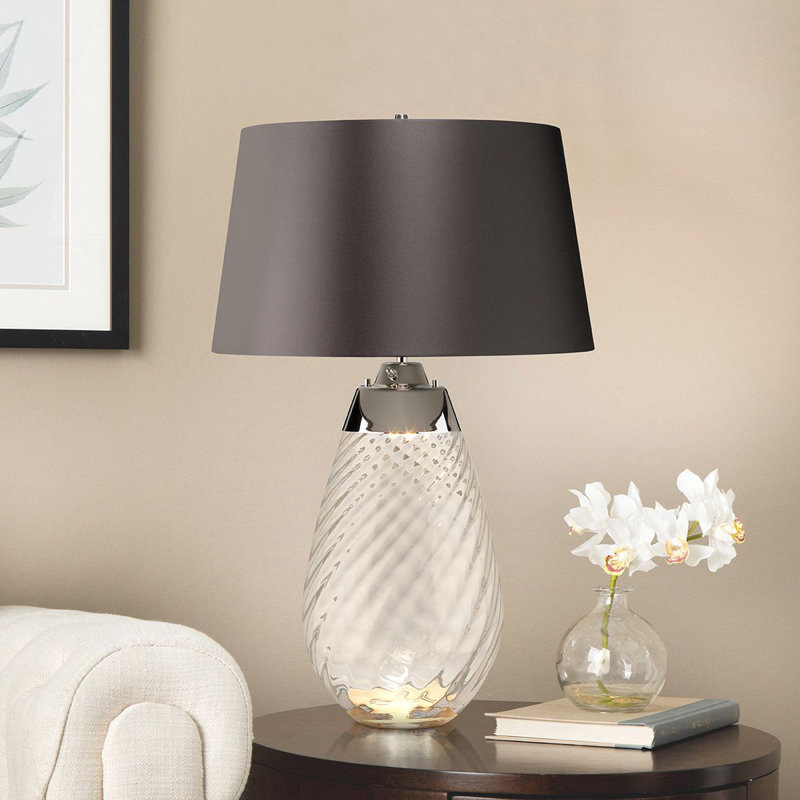 Morrisdale Glass Table Lamp, Transparent, Black