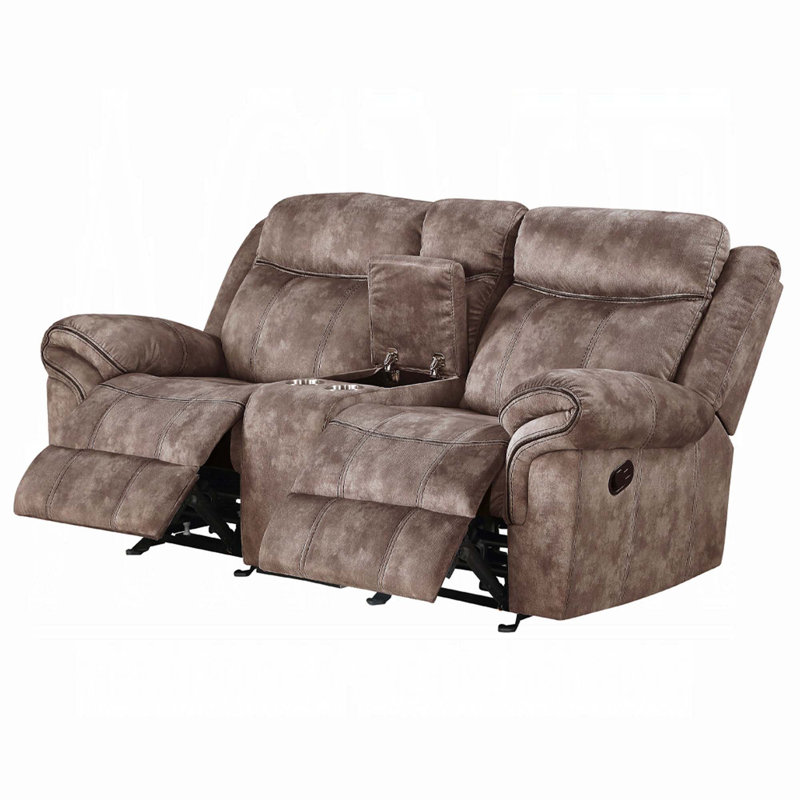 338F1F6AB4924D9CB9A7CD969EC7B6BE Loveseat W/USB Dock & Console (Glider & Motion) - 2-Tone Chocolate Velvet, Chocolate