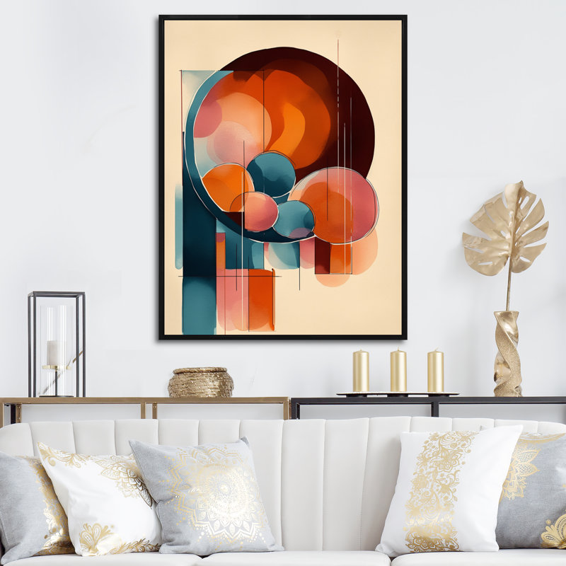 «Ferree Abstract Shapes And Line Artwork II», reproduction sur toile, H 20 po x l 12 po x P 1 po, Cadre flottant noir