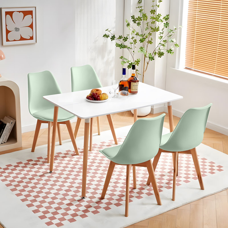 Nero 4 -Person Dining Set, White, Tea Green