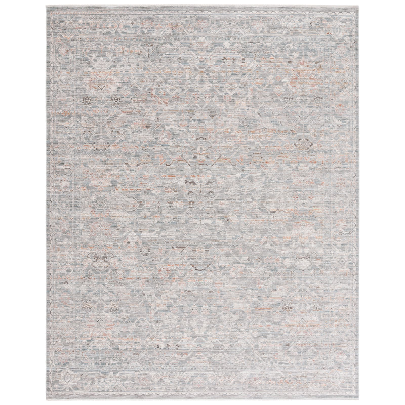 Oriental Area Rug in Gray/Rust, Rectangle 8' x 10'