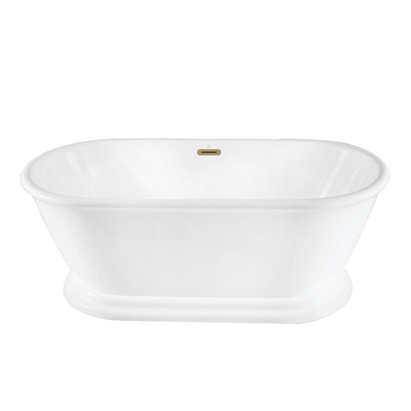 Baignoire piédestal ovale en acrylique à double face avec drain Kingston Eden, Argent argent