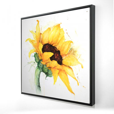 "Tournesol aquarelle avec éclaboussures de peinture"