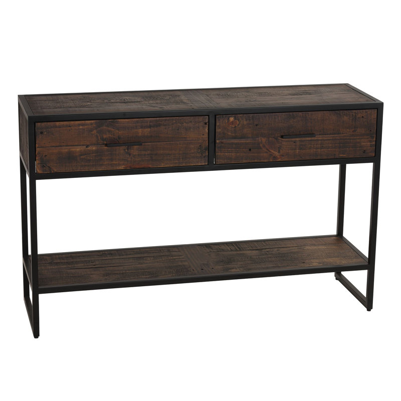 Console avec 2 tiroirs Nuccia, 47,25 po, bois massif et métal