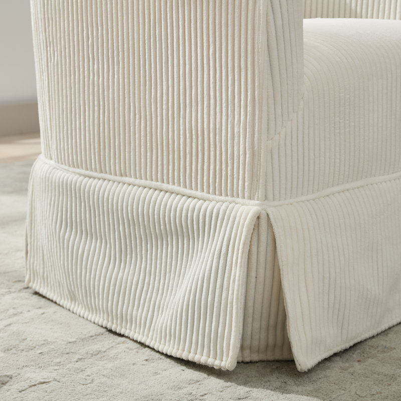 Fauteuil demi-tonneau rembourré et pivotant, Crème, crème
