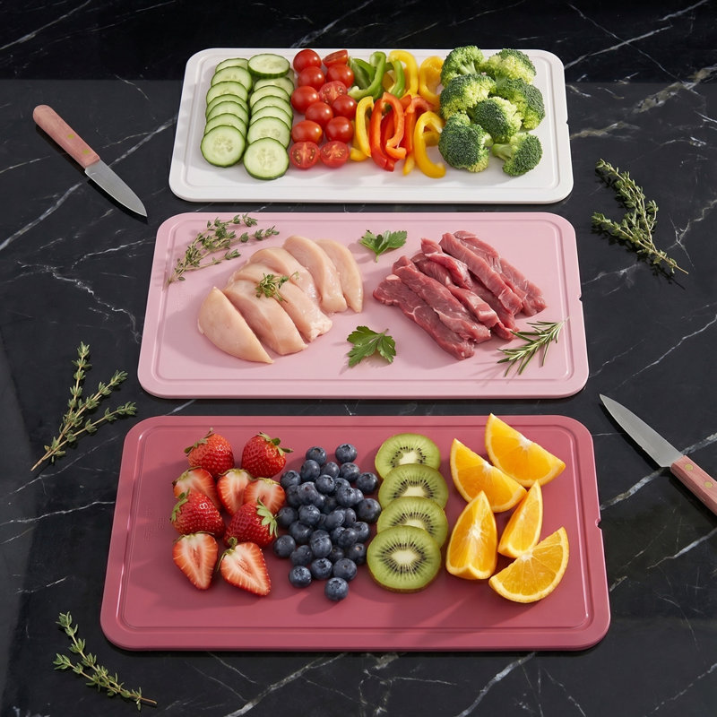 Ensemble de 3 planches à découper BergHOFF Leo Legacy en polypropylène, 31,75 cm (12,5 po), rose