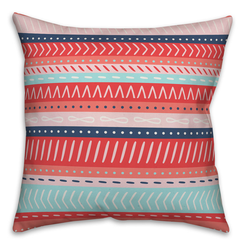  Coussin décoratif intérieur / extérieur Tribal Stripes, Polyester/ Bourre en polyester, 16 po x 1 po