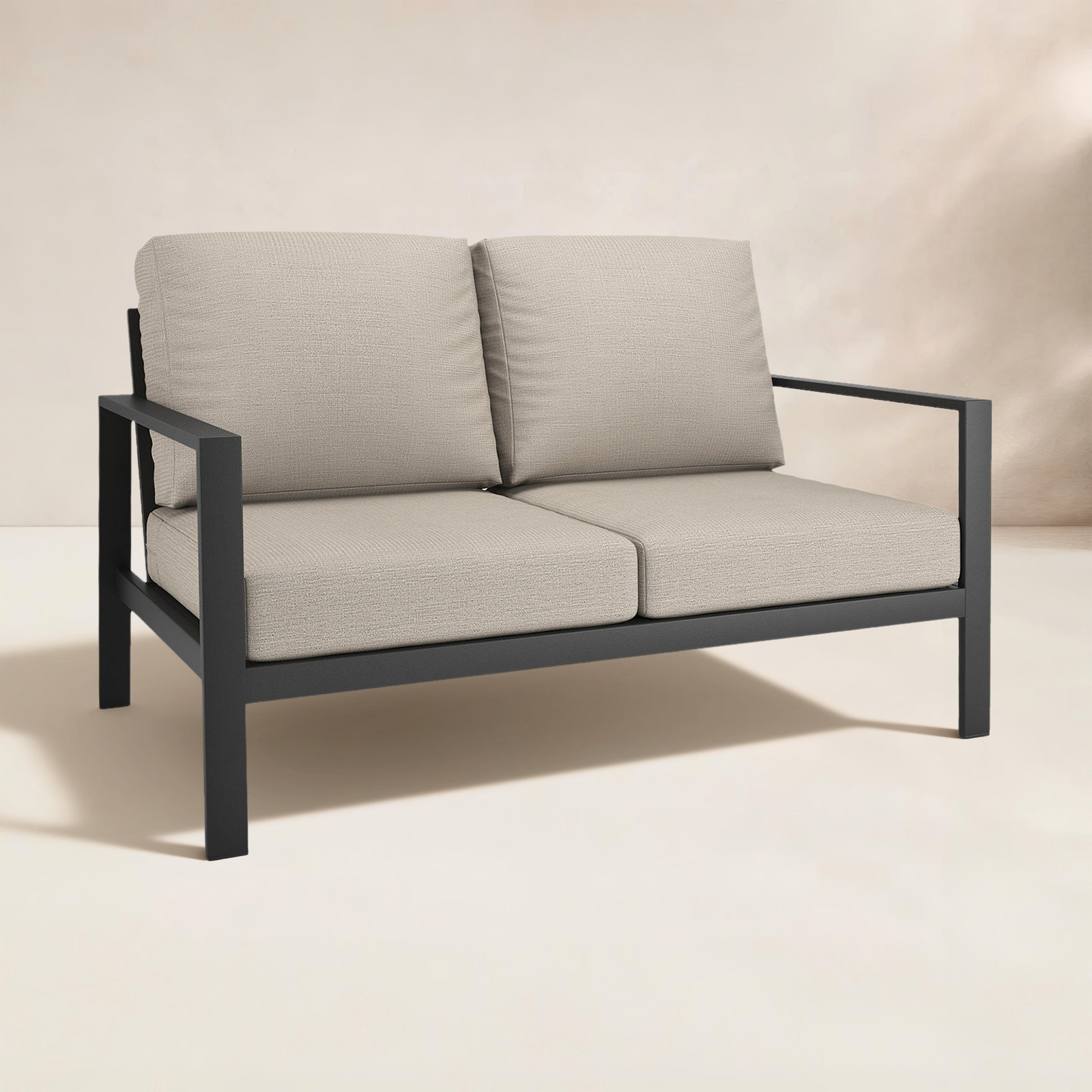 Townsend 55'' Wide Outdoor Loveseat with Sunbrella Cushions, Cast Silver Sunbrella®, No, None