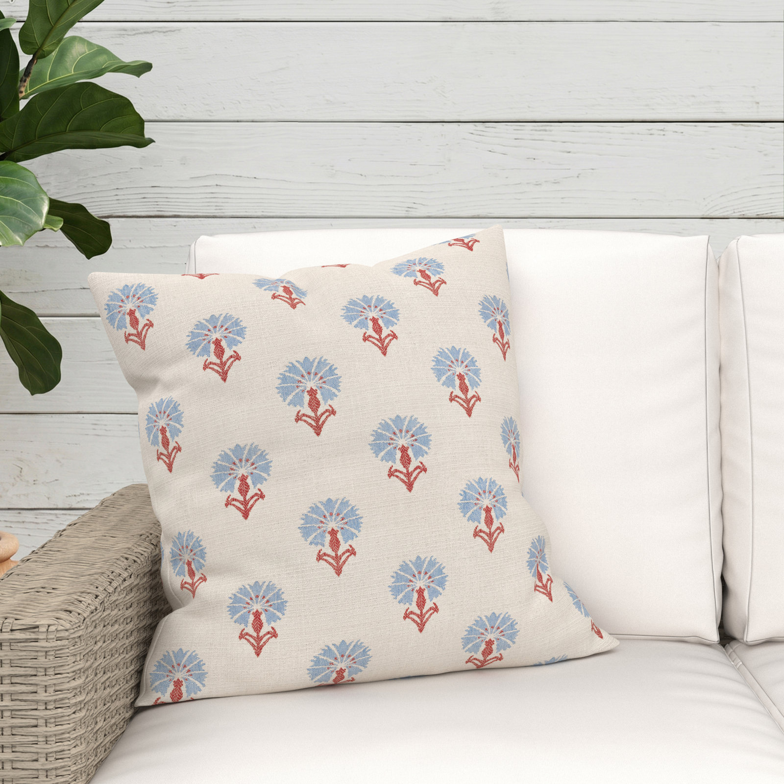 Amala Outdoor/Indoor Throw Pillow, Mira Bluebell