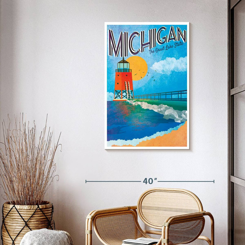 Lake Michigan, reproduction d'art sur toile, H 39 po x l 26 po x P 1,25 po