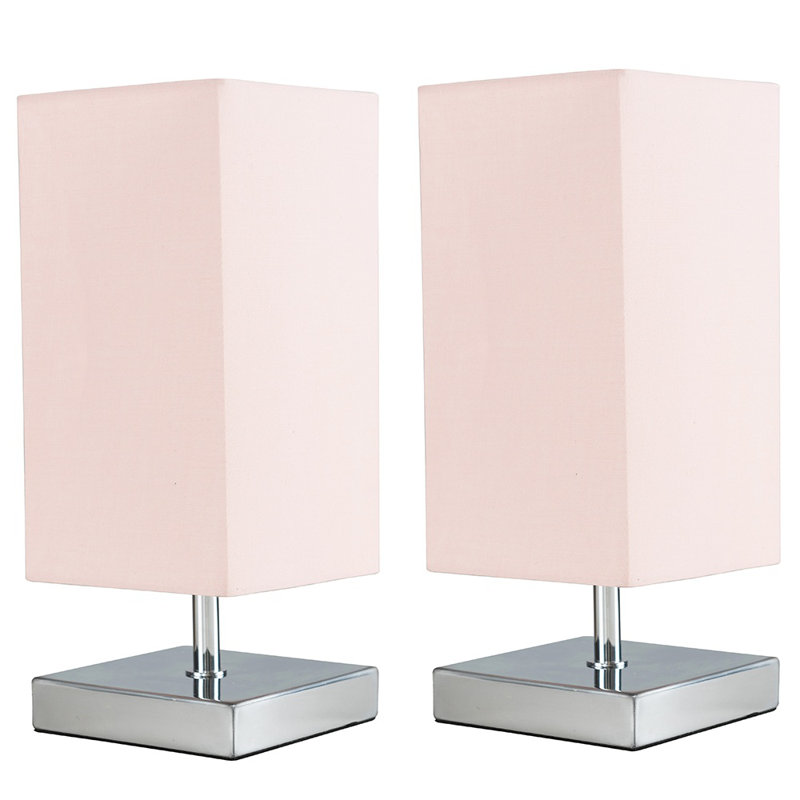 Hodei Metal Table Lamp, Chrome, No Bulb, Dusky Pink