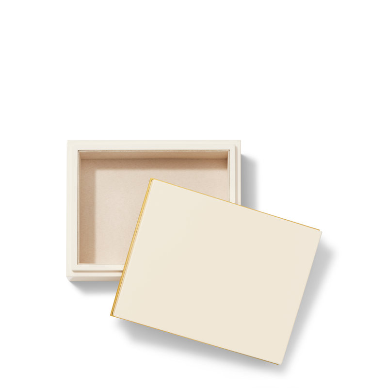 Petite boîte en laque Piero, crème, 1.5" H x 6.4" W x 8" D