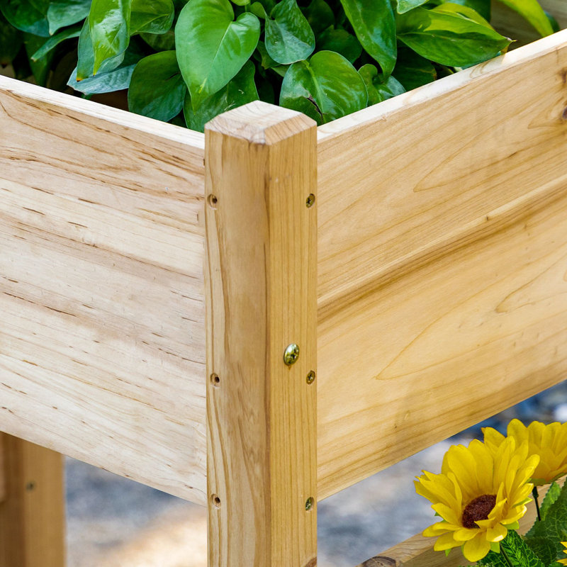 Raised Garden Bed with 3 Planter Box, Natural