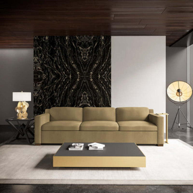 Mercer Track-Arm Extra Long Sofa, Box Weave Linen Marzipan, Dark Brown, 33.5" H x 120" W x 39" D